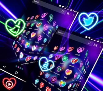 اسکرین شات برنامه Neon Heart Launcher Theme 4