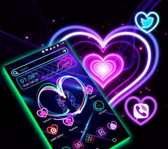 اسکرین شات برنامه Neon Heart Launcher Theme 1