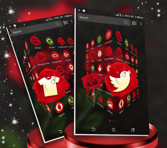 اسکرین شات 1 برنامه Rose in Black Launcher Theme