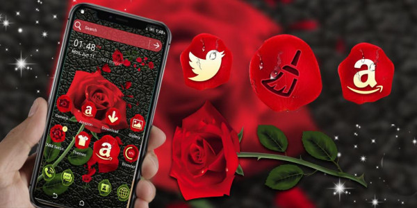 اسکرین شات برنامه Rose in Black Launcher Theme 2