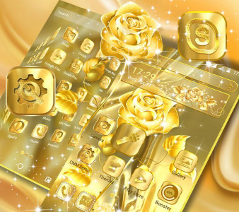 اسکرین شات 4 برنامه Golden Rose Launcher Theme