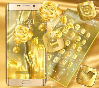 اسکرین شات برنامه Golden Rose Launcher Theme 6