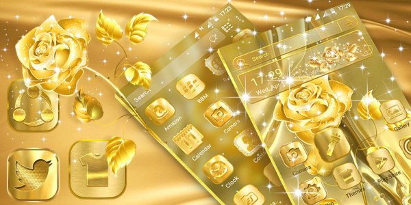 اسکرین شات 2 برنامه Golden Rose Launcher Theme
