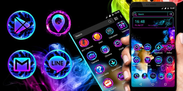 اسکرین شات 1 برنامه Smoke Colors Launcher Theme