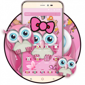 اسکرین شات برنامه Pink Owl Lovely Cartoon Mobile Theme 5