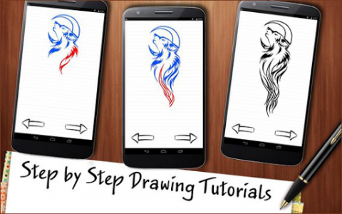 اسکرین شات برنامه Learn to Draw Wolves Tattoo 6