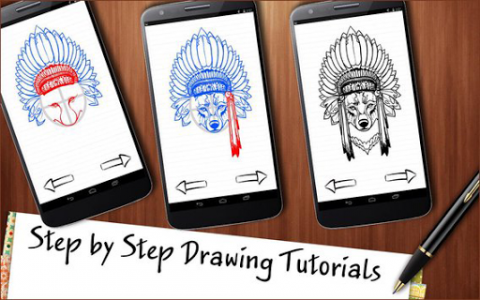 اسکرین شات برنامه Learn to Draw Wolves Tattoo 2