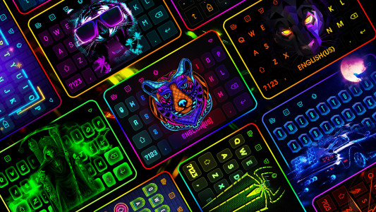 اسکرین شات برنامه Neon LED Keyboard Fonts, RGB 1