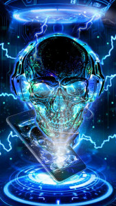 اسکرین شات برنامه Neon Tech Skull Themes HD Wallpapers 3D icons 1