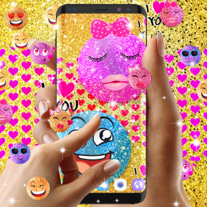 اسکرین شات برنامه Emoji glitter live wallpaper 4