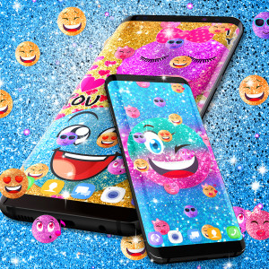 اسکرین شات برنامه Emoji glitter live wallpaper 5