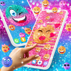 اسکرین شات برنامه Emoji glitter live wallpaper 2