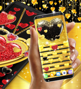 اسکرین شات برنامه Gold glitter hearts live wallpaper 5