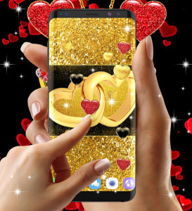 اسکرین شات برنامه Gold glitter hearts live wallpaper 8