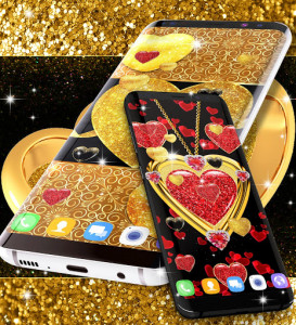اسکرین شات برنامه Gold glitter hearts live wallpaper 4