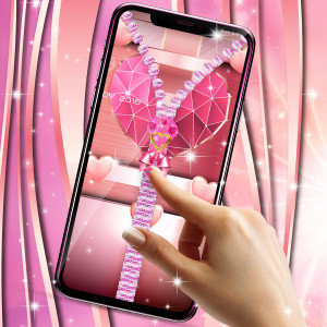 اسکرین شات برنامه Rose gold lock screen zipper 3