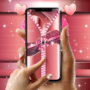 اسکرین شات برنامه Rose gold lock screen zipper 5