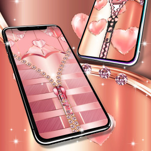 اسکرین شات برنامه Rose gold lock screen zipper 4