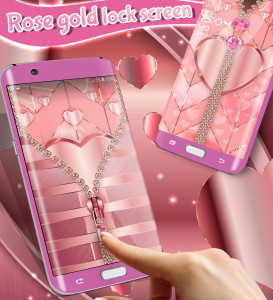 اسکرین شات برنامه Rose gold lock screen zipper 1