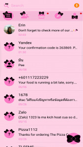 اسکرین شات برنامه SMS Theme Ribbon Black - pink 7