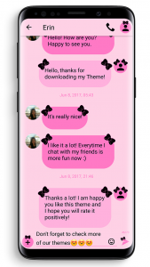 اسکرین شات برنامه SMS Theme Ribbon Black - pink 1