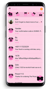 اسکرین شات برنامه SMS Theme Ribbon Black - pink 2