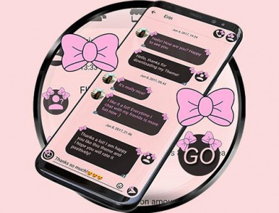 اسکرین شات برنامه SMS Theme Ribbon Pink messages 8