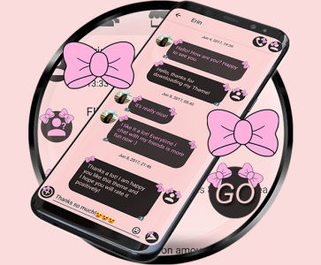 اسکرین شات برنامه SMS Theme Ribbon Pink messages 1