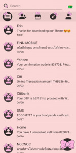اسکرین شات برنامه SMS Theme Ribbon Pink messages 3
