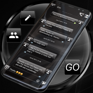 اسکرین شات برنامه SMS Theme Dusk Black messages 1