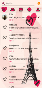 اسکرین شات برنامه SMS Theme Love Paris - pink 7
