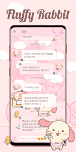 اسکرین شات برنامه SMS Theme Rabbit Fluffy Pink 2