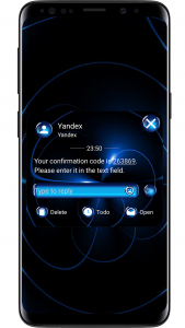 اسکرین شات برنامه SMS Theme Sphere Blue - black 4
