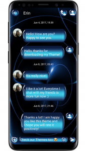 اسکرین شات برنامه SMS Theme Sphere Blue - black 1