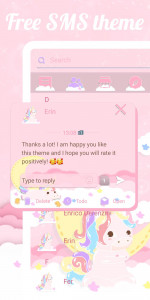اسکرین شات برنامه SMS Theme Unicorn Pink message 3
