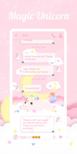 اسکرین شات برنامه SMS Theme Unicorn Pink message 2