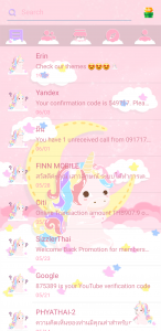 اسکرین شات برنامه SMS Theme Unicorn Pink message 7