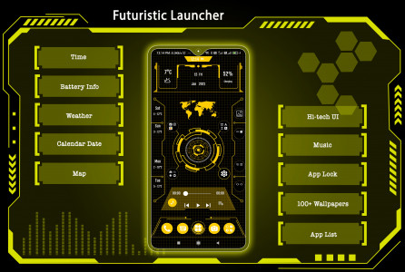 اسکرین شات برنامه Futuristic Launcher - Lock App 1