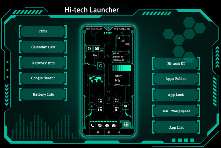 اسکرین شات برنامه Hi-tech Launcher 2023 -AppLock 1
