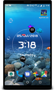 اسکرین شات برنامه LED Digital Clock with Aquarium live wallpaper 2