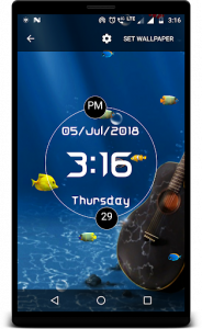 اسکرین شات برنامه LED Digital Clock with Aquarium live wallpaper 1