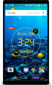 اسکرین شات برنامه LED Digital Clock with Aquarium live wallpaper 3