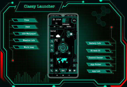 اسکرین شات 1 برنامه Classy Launcher -App lock,Hide