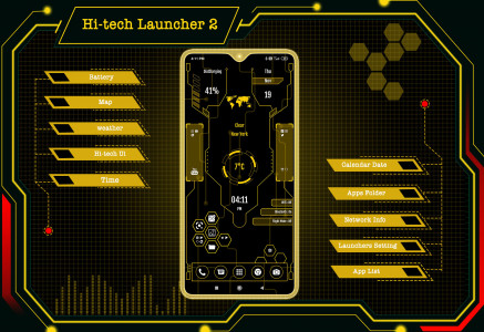 اسکرین شات برنامه Hi-tech Launcher 2 - Future UI 1