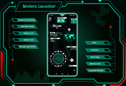 اسکرین شات 1 برنامه Modern Launcher 2023 - AppLock