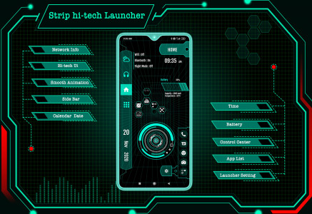 اسکرین شات برنامه Strip Hi-tech Launcher 2023 1