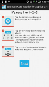 اسکرین شات برنامه Business Card Reader for Apptivo CRM 1