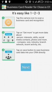 اسکرین شات برنامه Business Card Reader for Close.io CRM 1