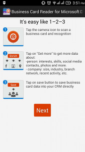 اسکرین شات برنامه Business Card Reader for Microsoft Dynamics CRM 1