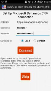 اسکرین شات برنامه Business Card Reader for Microsoft Dynamics CRM 5